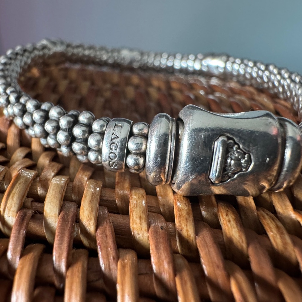 LAGOS Silver caviar Bracelet three x station - Picture 3 of 5